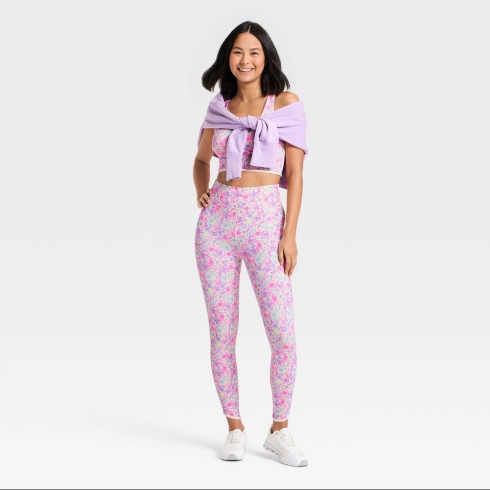 JoyLab™ Women's Floral Print High-Rise Piped Leggings - Pink M, L & XXL - Picture 3 of 16